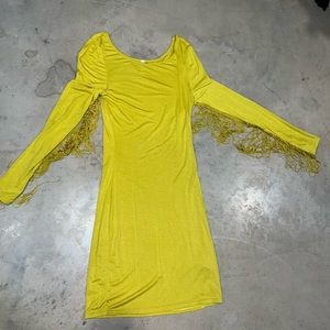Mustard fringe dress